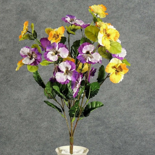 [SB5111-PYL] PANSY BUSH X5 PURPLE/YELLOW 21"
