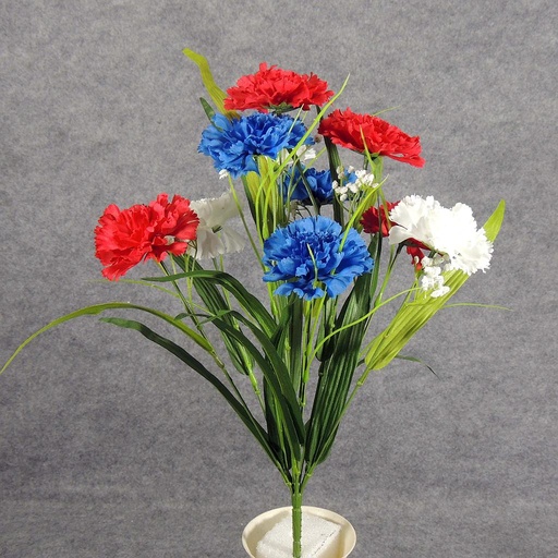 [SB5118-RWB] CARNATION BUSH X10 W/GYP 19"