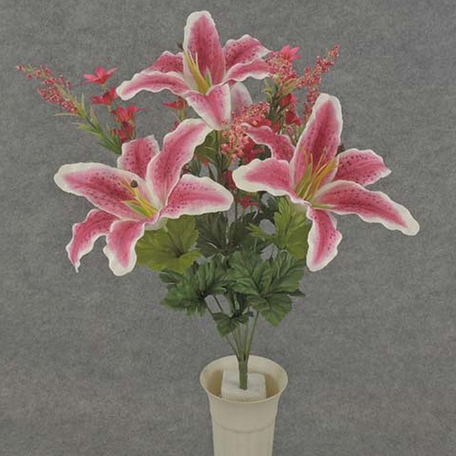 [SB6014-RUB] LILY LARGE/FILLER MIXED BUSH X9 RUBRUM 21"