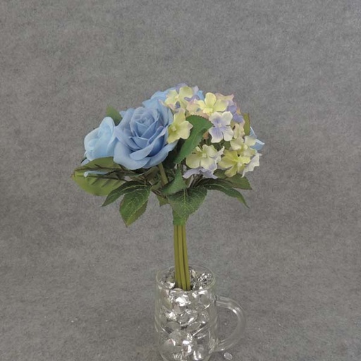 [SB6108-BLU] ROSE/HYDRANGEA BOUQUET 11" X7