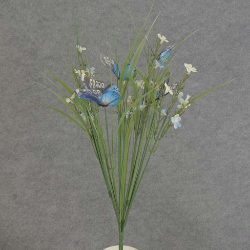 [SB6145-BLU] BLOSSOM BUSH X 10 w/BUTTERFLY 18"