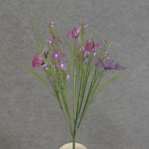 [SB6145-PUR] BLOSSOM BUSH w/BUTTERFLY 18"  PURPLE