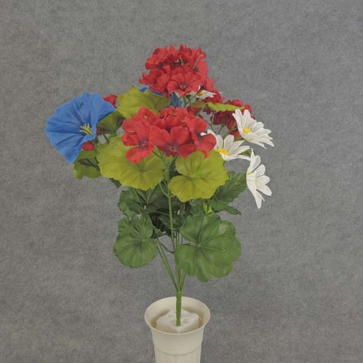 [SB6156] GERANIUM MIXED BUSH 19" X9 RED/WHITE/BLUE