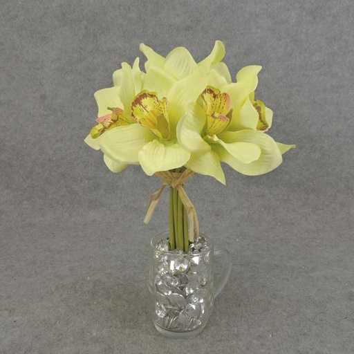 [SB6167-LGN] CYMBIDIUM BUNDLE X7 10" SILK  LIGHT GREEN
