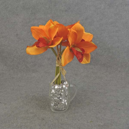 [SB6167-ORG] CYMBIDIUM BUNDLE X7 10" SILK  ORANGE