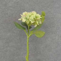 [SB6318-LGP] HYDRANGEA STEM 15&quot; W/LEAVES  LIGHT GREEN/PURPLE