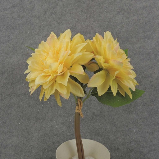 [SB8008-YEL] DAHLIA BUNDLE X3 11" 4"dia  YELLOW