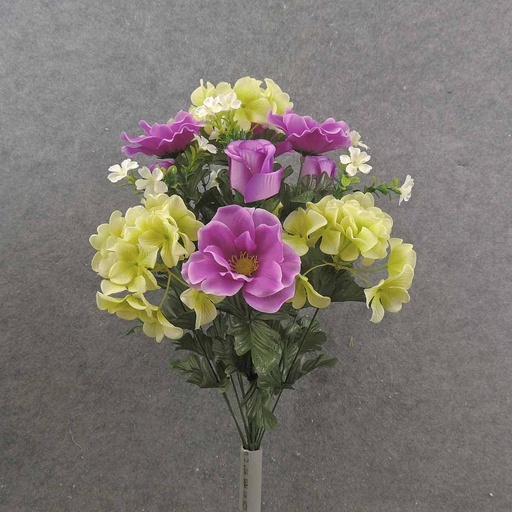 [SB90199-PGN] HYDRANGEA/ROSE MIXED BUSH X10 PURPLE/GREEN