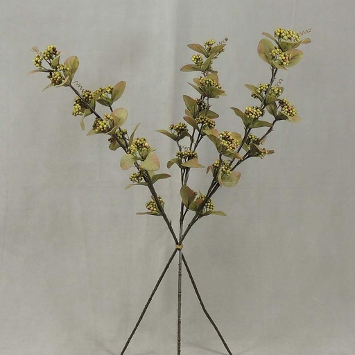 [SBF4052-GRN] BERRY LEAVE SPRAY(3/BUNDLE) 28"  GREEN