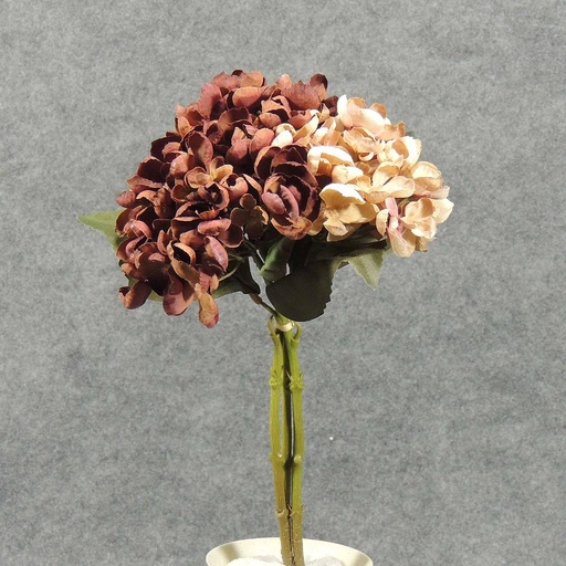 [SBF4064-BBE] HYDRANGEA BOUQUET 13"  BROWN/BEIGE