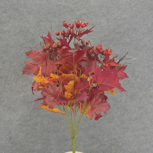 [SBF6032-BOR] MAPLE LEAF/BERRY BUSH X9 18"  BURGUNDY/ORANGE