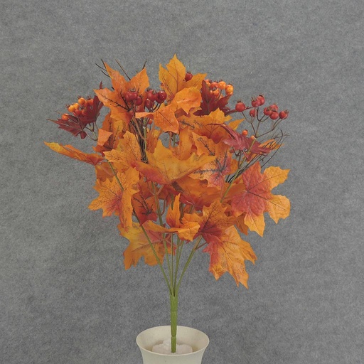 [SBF6032-YOR] MAPLE LEAF/BERRY BUSH X9 18"  YELLOW/ORANGE
