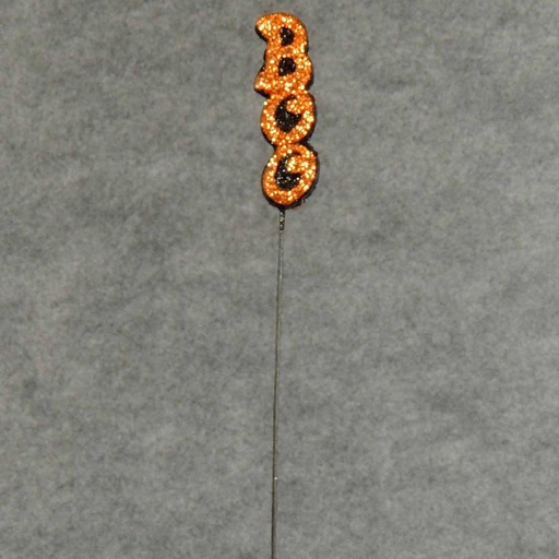 [SBF4109-OBK] BOO GLITTER PICK 16" STEM  ORANGE/BLACK