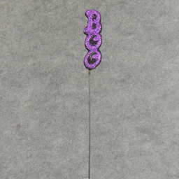 [SBF4109-PBK] BOO GLITTER PICK 16" STEM  PURPLE/BLACK