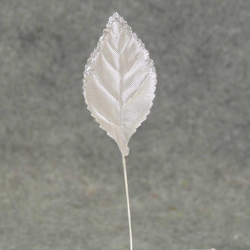 [SE22-SIL] LEAVES CORSAGE MEDIUM SILV/GLIT (100/BAG)