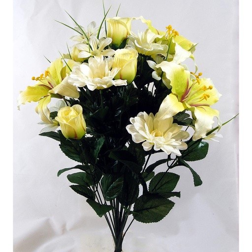 [SE329-GCM] T-LILY/ROSE BUD/DAHLIA BUSH X24  GREEN CREAM