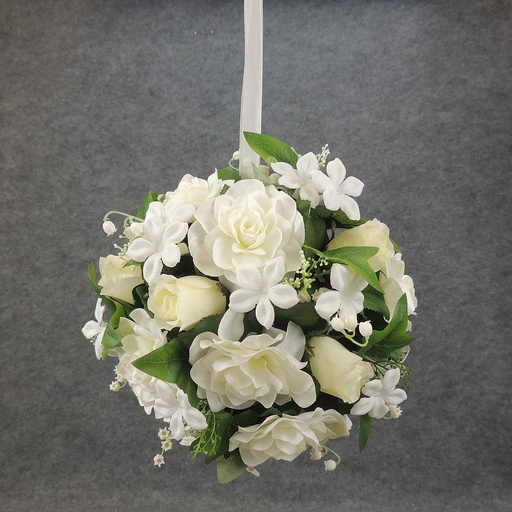 [SE380] BALL/HALF10" GARDENIA/ROSE/STEP CREAM HANGING