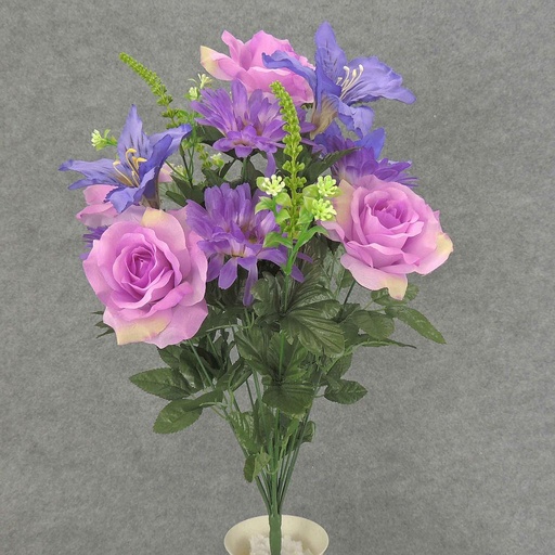 [SE4001-PLV] ROSE GERBERA/ALSTRO BUSH X18  PURPLE/LAVENDER