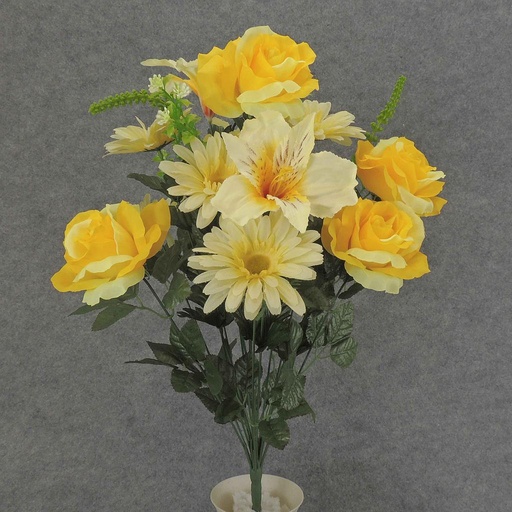 [SE4001-YEL] ROSE GERBERA/ALSTRO BUSH X18  YELLOW