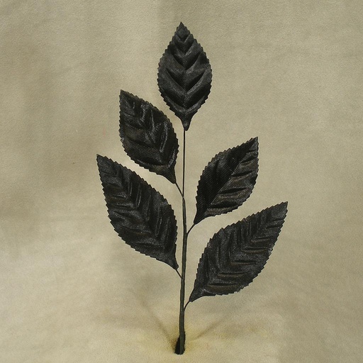 [SE4046-BLK] LEAF ROSE SATIN PICK 7.5"(6/BG)  BLACK