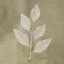 [SE4048] WHITE W/GLITTER LEAF ROSE SATIN PICK 7.5"(6/BG)