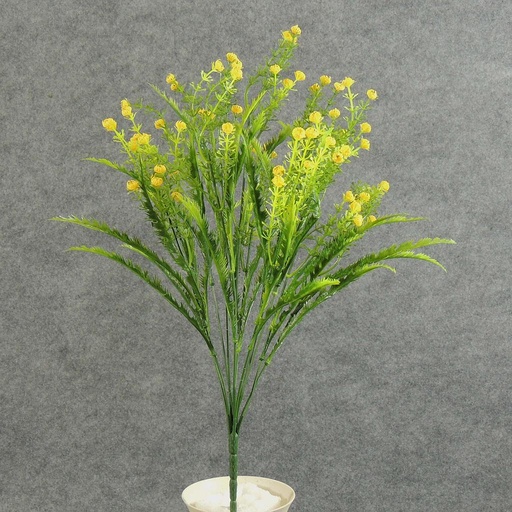 [SE5007-YEL] FLOWER MINI BUSH X12 PLASTIC  YELLOW