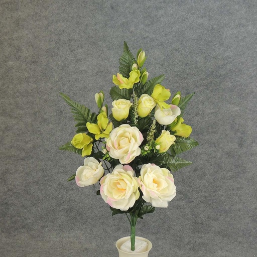 [SE5020-CGN] ROSE/ROSE BUD/GLAD HALF BUSHx15  CREAM/GREEN
