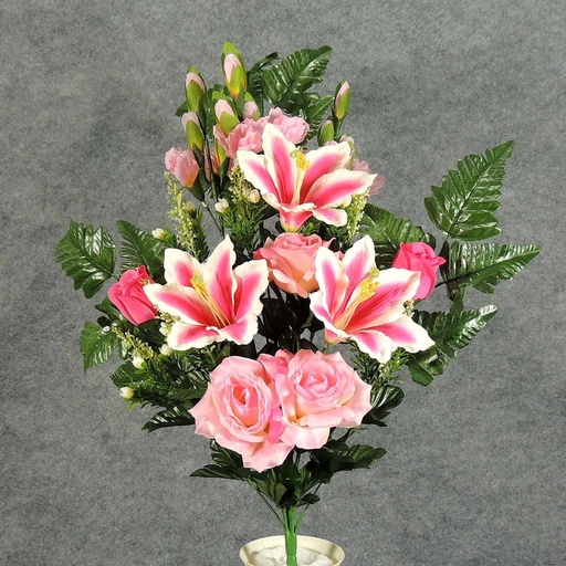 [SE5023-PNK] ROSE/LILY/GLAD HALF BUSH X18  PINK