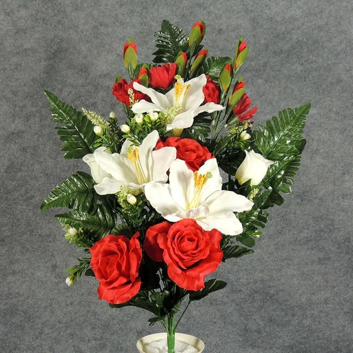 [SE5023-RWH] ROSE/LILY/GLAD HALF BUSH X18  RED/WHITE