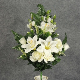 [SE5023-WHT] ROSE/LILY/GLAD HALF BUSH X18 WHITE