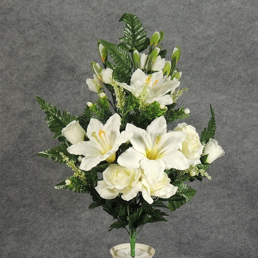 [SE5023-WHT] ROSE/LILY/GLAD HALF BUSH X18 WHITE