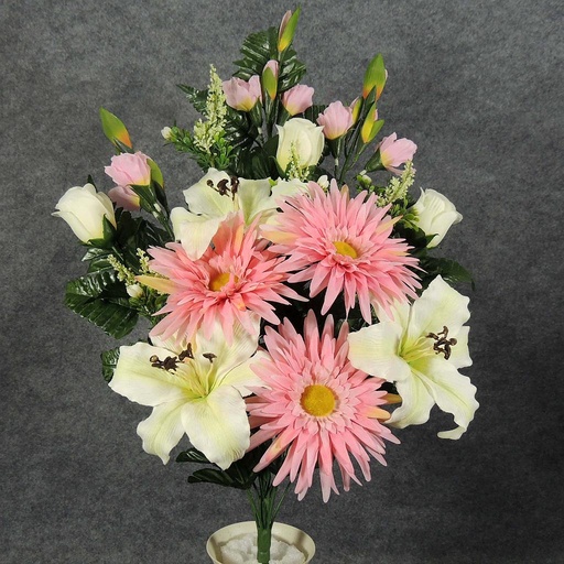 [SE5024-CPK] GERBERA/LILY/GLAD HALF BUSH X18  CREAM/PINK