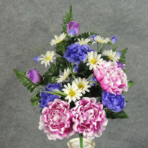 [SE5025-LVB] PEONY/ROSE/DAISY HALF BUSH X18  LAVENDER/BEAUTY