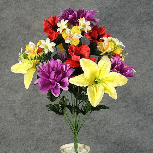 [SE5026-LRY] DAHLIA/LILY MIXED BUSH X17  LAVENDER/RED/YELLOW