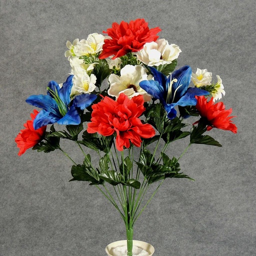 [SE5026-RWB] DAHLIA/LILY MIXED BUSH X17  RED/WHITE/BLUE