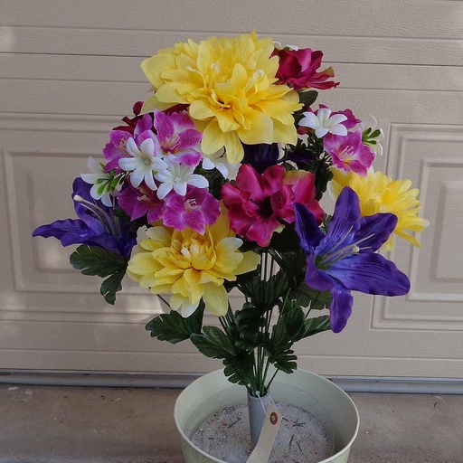 [SE5026-YPB] DAHLIA/LILY MIXED BUSH X17  YELLOW/PURPLE/BEAUTY