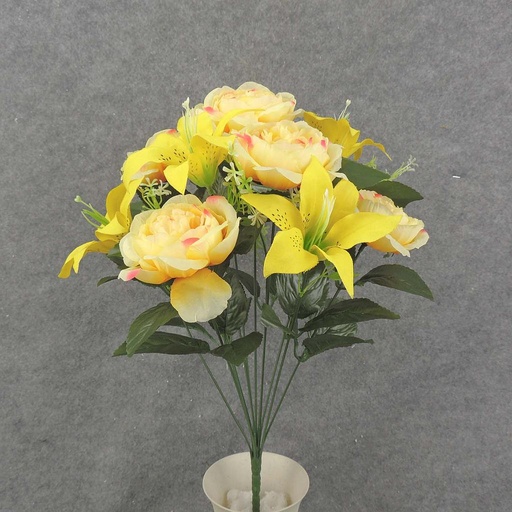 [SE5040-YEL] ROSE/TIGER LILY BUSH X12  YELLOW