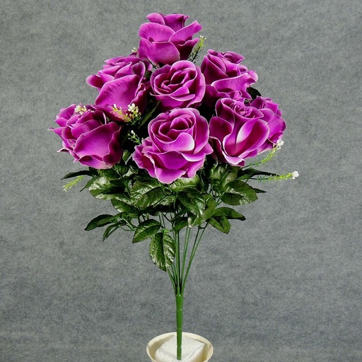[SE5041-PUR] 21" ROSE OPEN SATIN BUSH X12  PURPLE