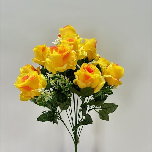 [SE5041-YEL] 21" ROSE OPEN SATIN BUSH X12  YELLOW