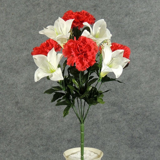[SE5049-RWH] CARNATION/LILY BUSH X9  RED/WHITE