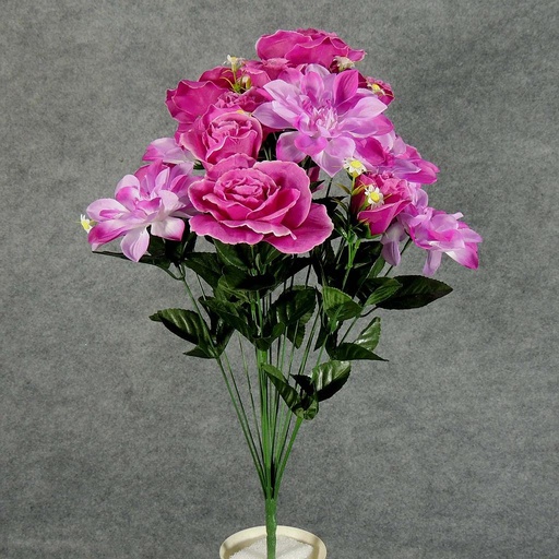 [SE5056-LIL] ROSE/ROSE BUD/DAHLIA BUSH X18  LILAC