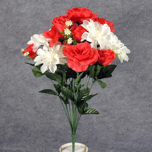 [SE5056-RCM] ROSE/ROSE BUD/DAHLIA BUSH X18  RED/CREAM