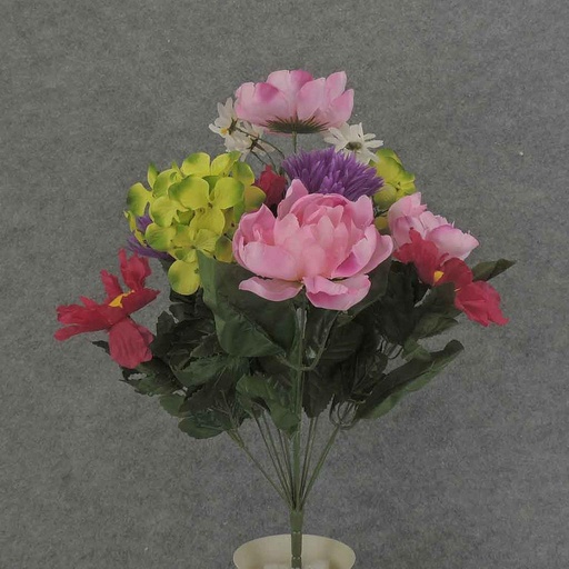 [SE5057-PBP] PEONY/HYDRANGEA/MUM BUSH X14  PINK/BEAUTY/PURPLE
