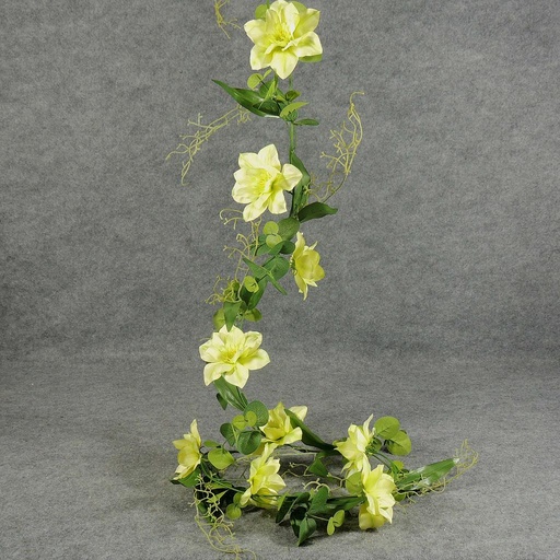 [SE5074-GRN] GARLAND 66" CLEMATIS/EUCALYPTUS  GREEN