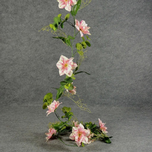 [SE5074-PCH] GARLAND 66" CLEMATIS/EUCALYPTUS  PEACH