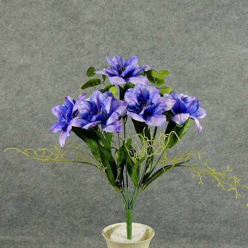[SE5076-LAV] CLEMATIS/EUCALYPTUS BUSH X7  LAVENDER