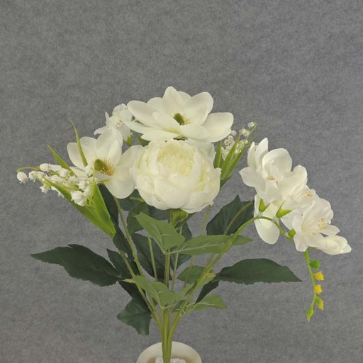 [SE6004] MAGNOLIA/PEONY/FREESIA/LOV BUSH X9 19" CREAM/WHT