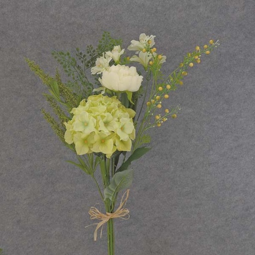 [SE6014-CGN] HYDRANGEA/PEONY/FREESIA BUNDLE 30" CREAM/GREEN