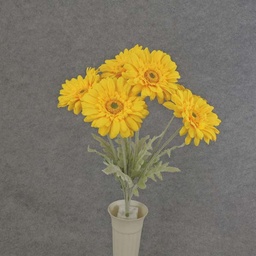 [SE6047-YEL] GERBERA DAISY BUSH X8 FLK/STEM 18&quot; YELLOW