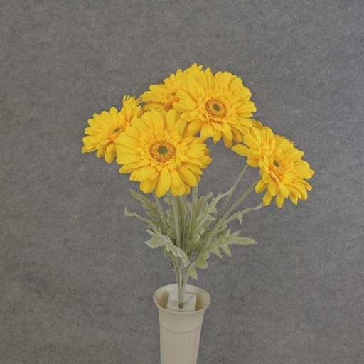 [SE6047-YEL] GERBERA DAISY BUSH X8 FLK/STEM 18" YELLOW